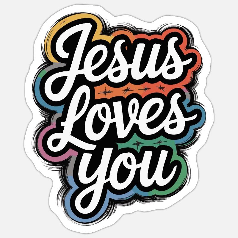 Jésus vous aime ! - Sticker taille S (10 x 10 cm) - blanc mat
