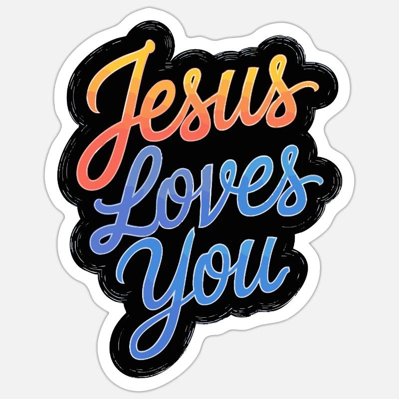 Jésus vous aime ! - Sticker taille S (10 x 10 cm) - blanc mat