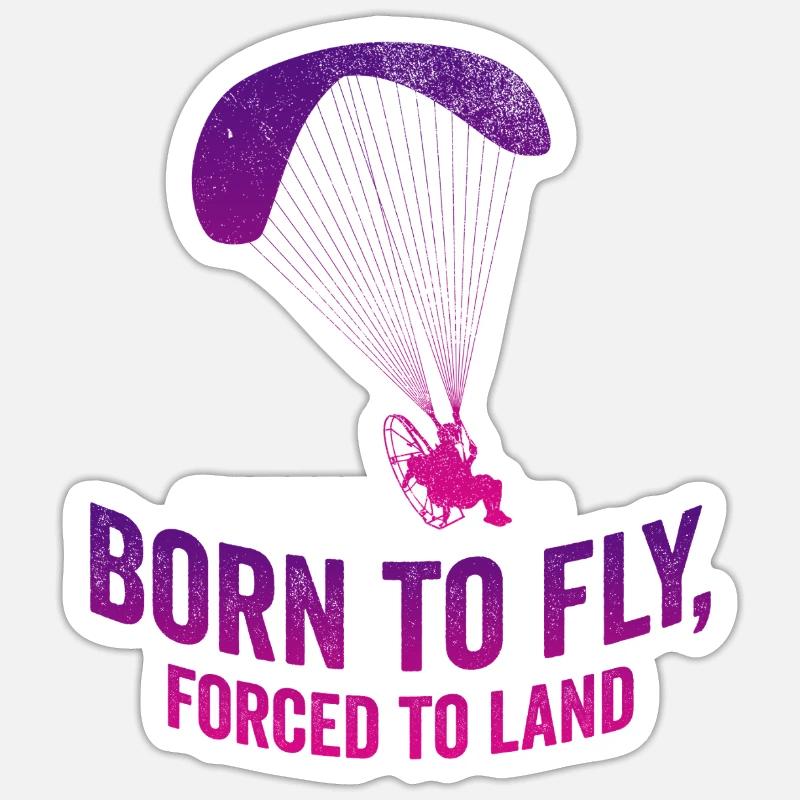Born To Fly Forcé D’atterrir Paramoteur - Sticker taille S (10 x 10 cm) - blanc mat