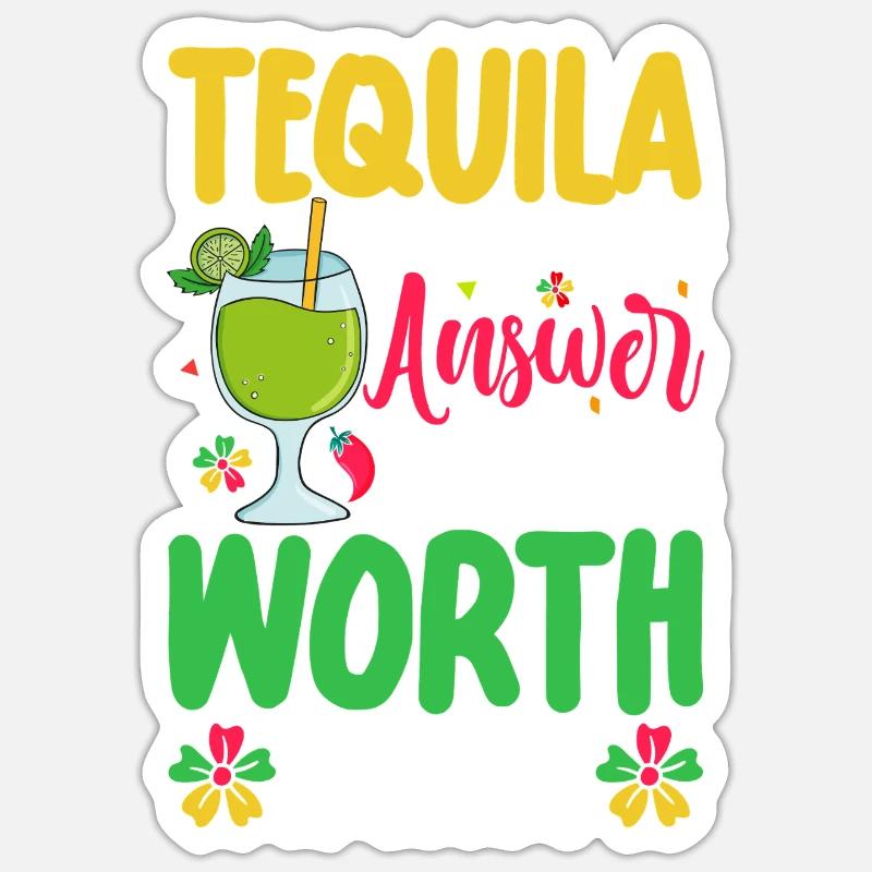 Téquila - Sticker taille S (10 x 10 cm) - blanc mat