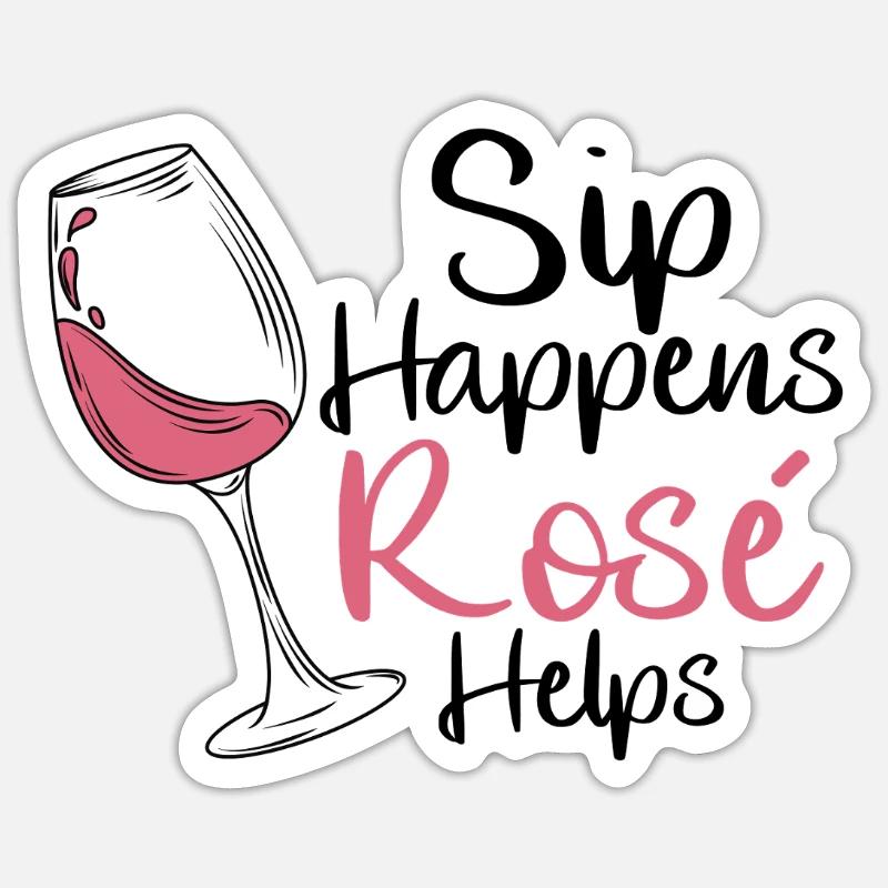 Wein Rosé - Sticker Größe S (10 x 10 cm) - Mattweiß