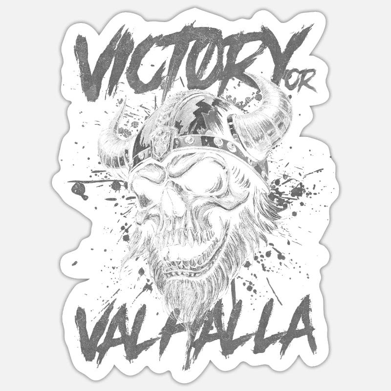Nordischer Wikingersieg oder Walhalla - Sticker Größe S (10 x 10 cm) - Mattweiß