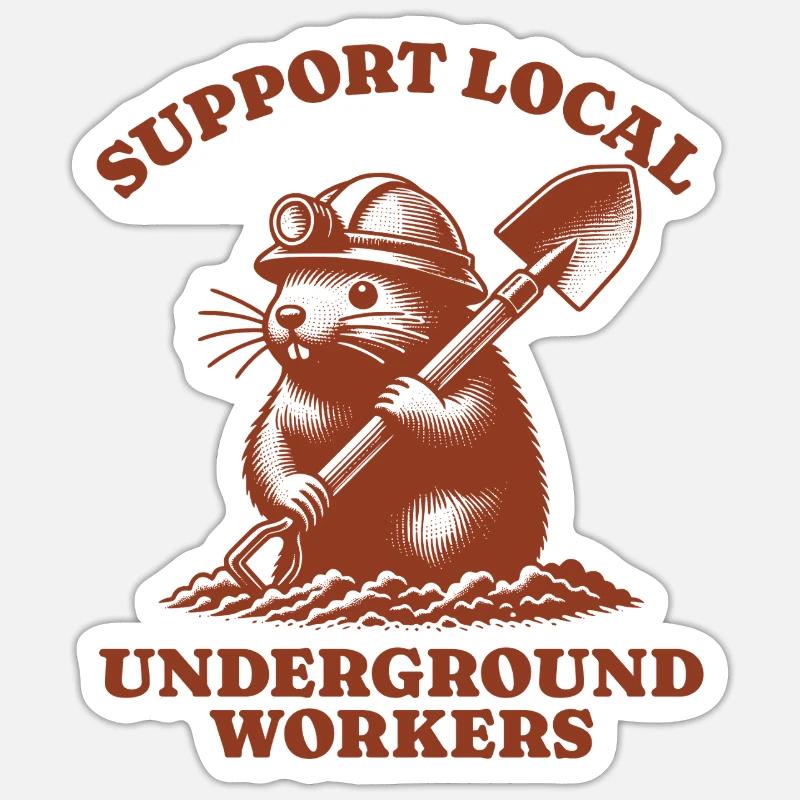 Support Local Underground Workers Lustiges Mole Sticker Größe S (10 x 10 cm)
