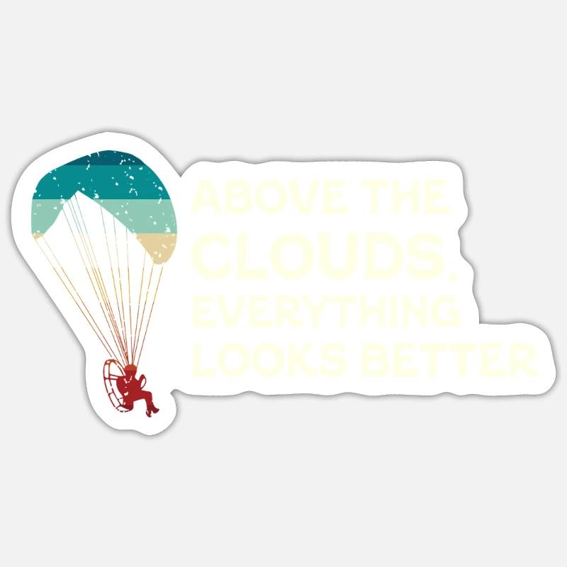 Au-dessus des nuages Passionné de paramoteur Sticker taille S (10 x 10 cm)