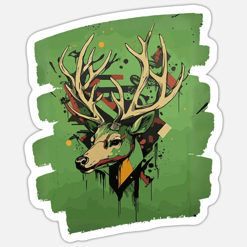 Hirsch mit Geweih Sticker Größe S (10 x 10 cm)