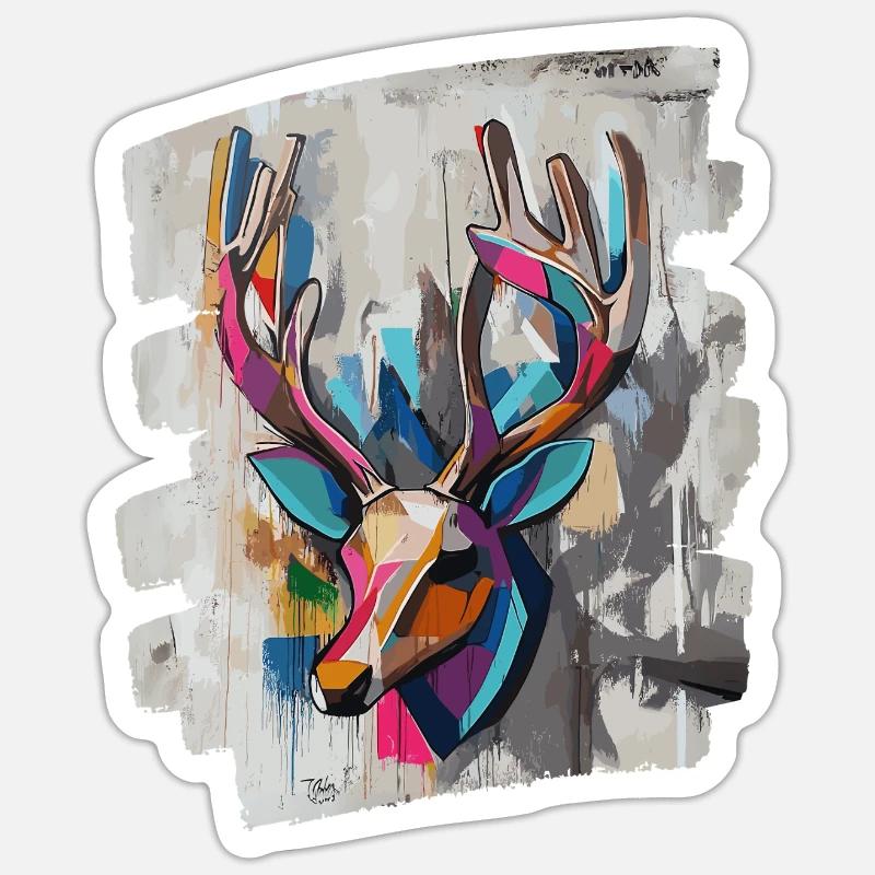 Hirsch mit Geweih Sticker Größe S (10 x 10 cm)
