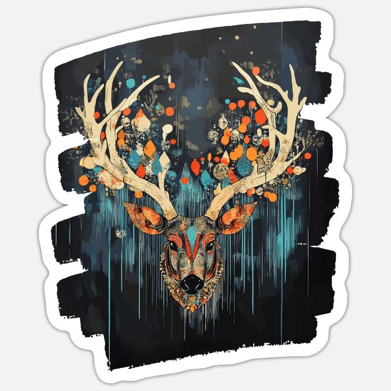 Hirsch mit Geweih Sticker Größe S (10 x 10 cm)