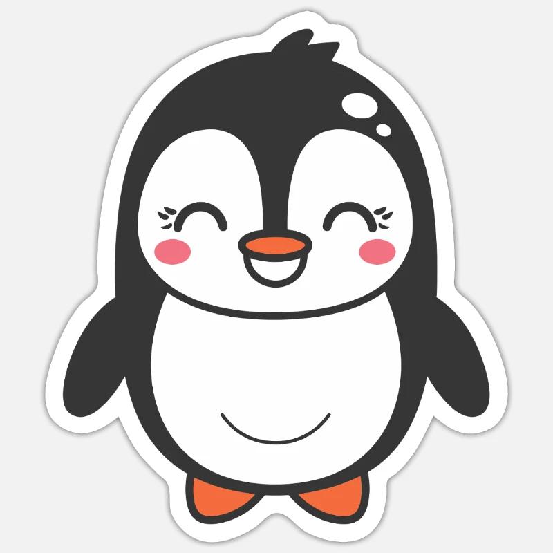 pingouin - Sticker taille S (10 x 10 cm) - blanc mat