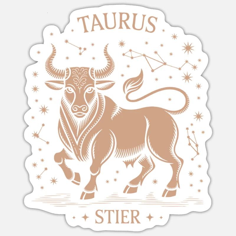 Sternzeichen Stier - Sticker Größe S (10 x 10 cm) - Mattweiß