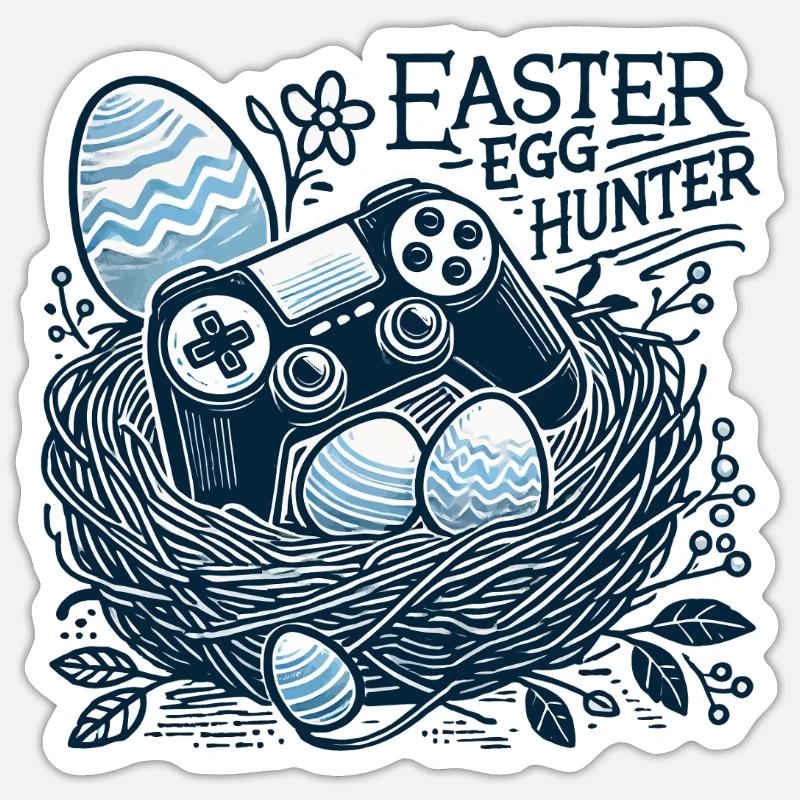 Oster Eierjäger Gaming Controller Nest - Sticker Größe S (10 x 10 cm) - Mattweiß