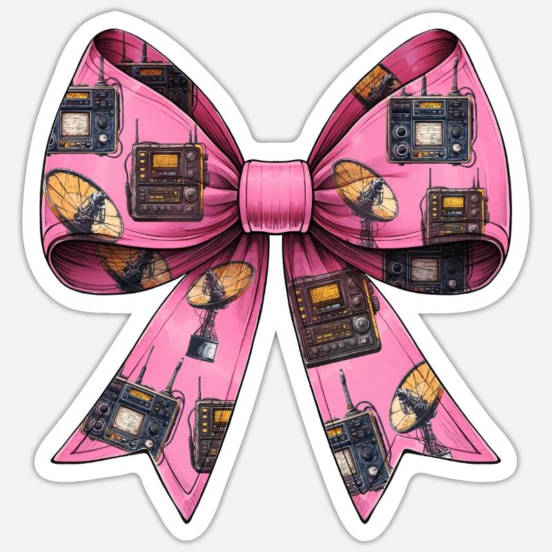 Coquette Bow Ham Radio Pattern Operator Sticker size S (10 x 10 cm)