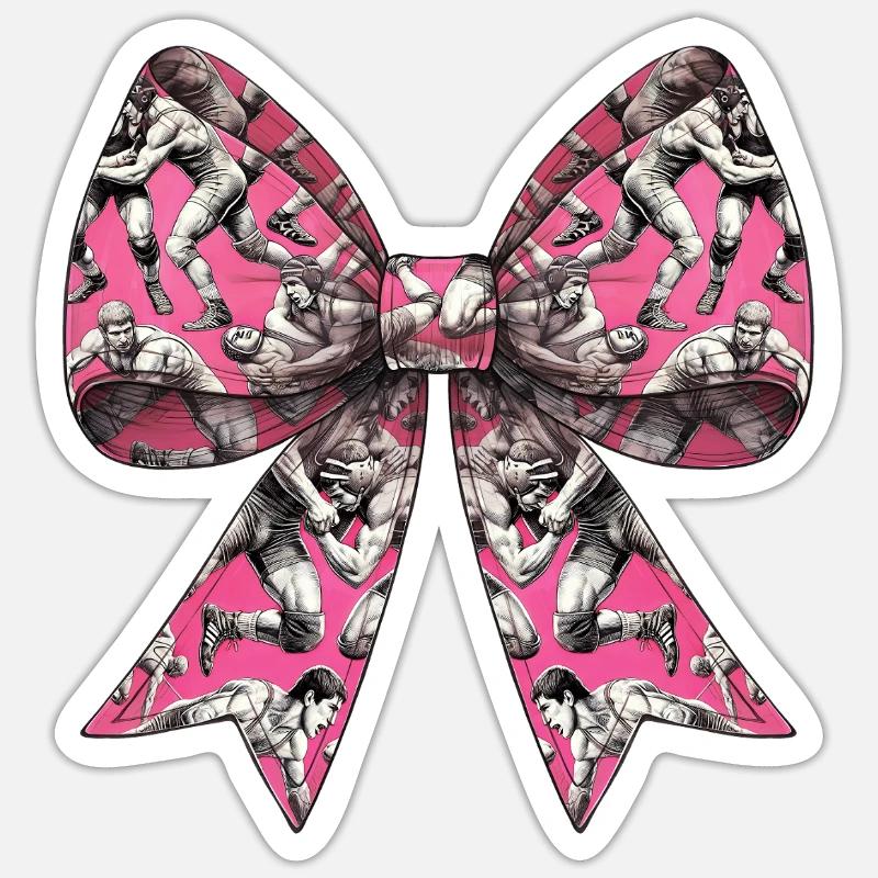 Coquette Bow Ringer Wrestling Pattern Mom Sticker size S (10 x 10 cm)