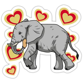 Elefant Elefanten Kinder Erdnuss - Sticker Größe S (10 x 10 cm) - Mattweiß - Vorne