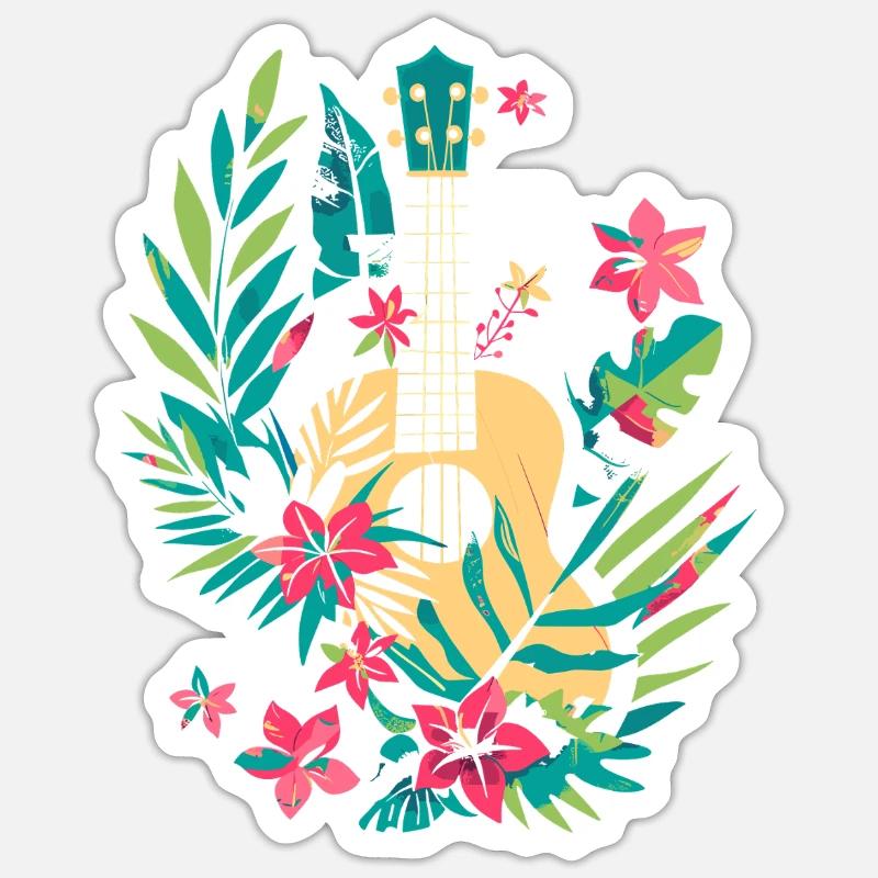 Ukulele Comic Look - Sticker Größe S (10 x 10 cm) - Mattweiß