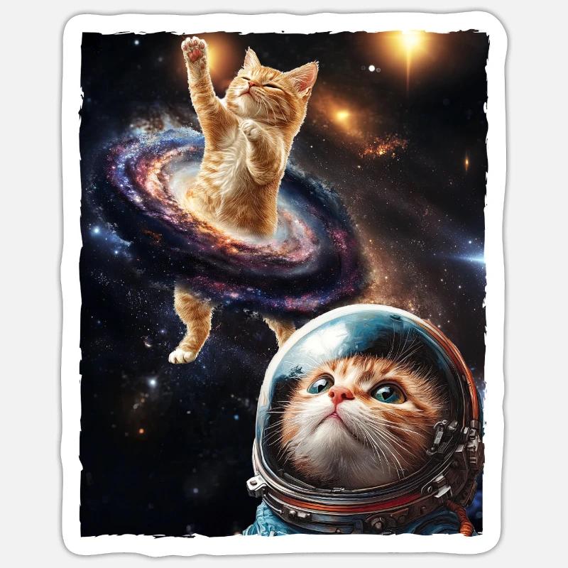 Chat mignon Mème Outerspace Galaxy Astrologie spatiale Sticker taille S (10 x 10 cm)