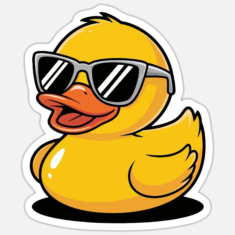 Gummiente mit Sonnenbrille Vogel Tier - Sticker Größe S (10 x 10 cm) - Mattweiß