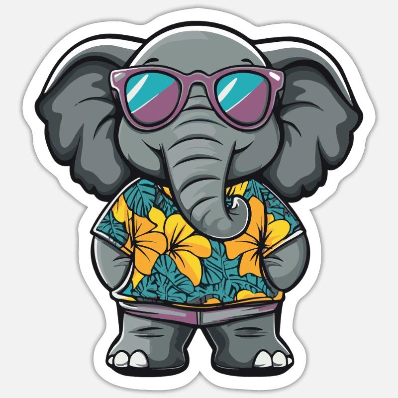 Mammut Comic Cool Sommer - Sticker Größe S (10 x 10 cm) - Mattweiß