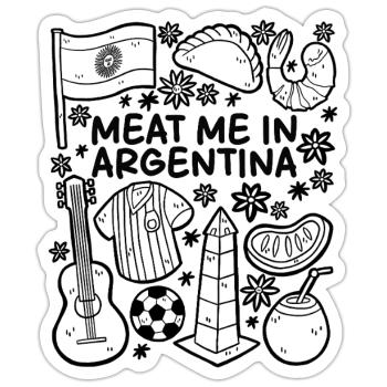 Meat Me en Argentine – Argentine Meat - Sticker taille S (10 x 10 cm) - blanc mat - Devant
