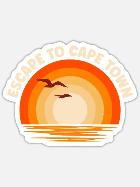 Ich fliehe nach Cape Town - Sticker Größe S (10 x 10 cm) - Mattweiß