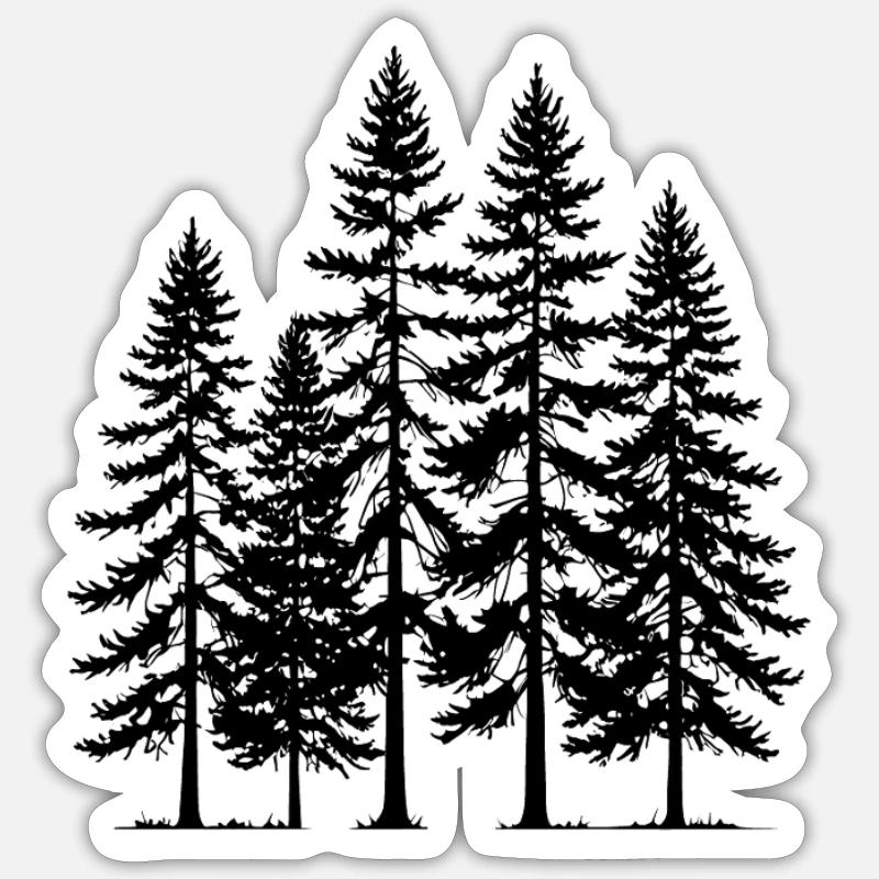 Pine Tree Silhouette Grove - Sticker size S (10 x 10 cm) - white matte
