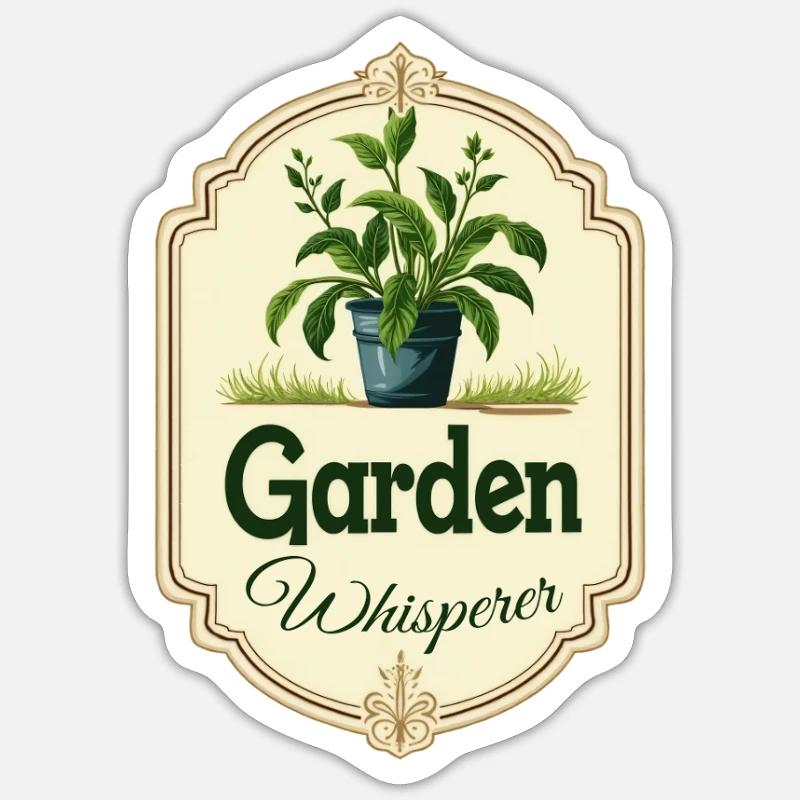 Gartenflüsterer Topfpflanze - Sticker Größe S (10 x 10 cm) - Mattweiß