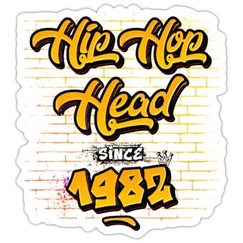 Tête de hip-hop depuis 1982 - 43 ans de vrai flow - Sticker taille S (10 x 10 cm) - blanc mat - Devant