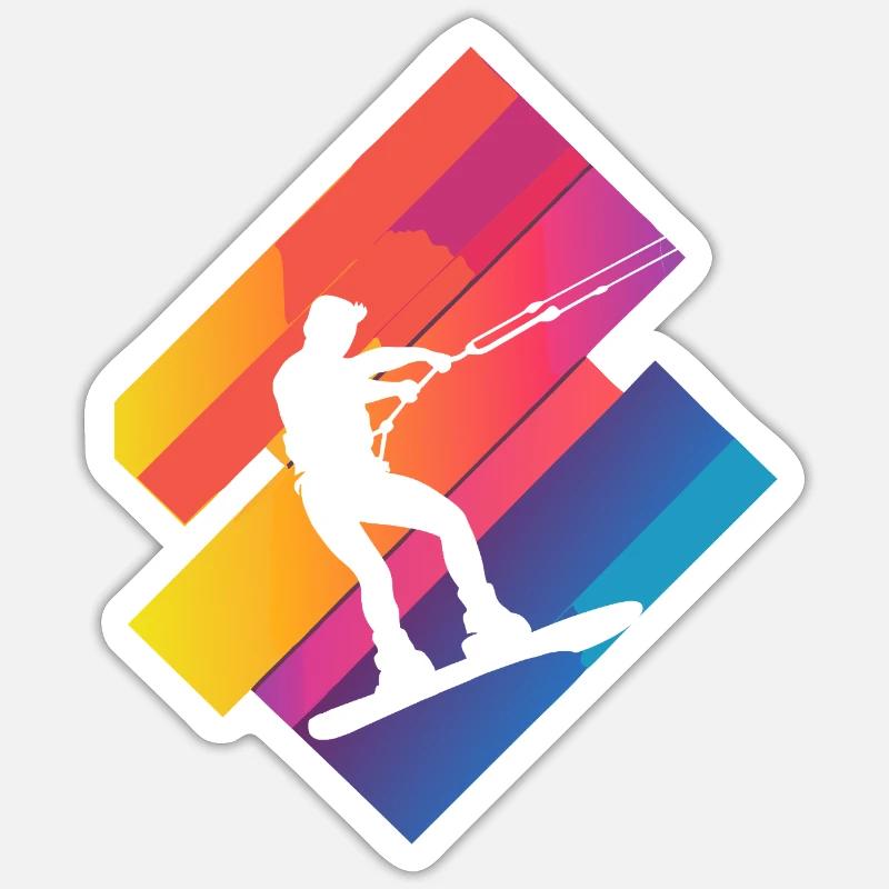 Wakeboarder Wakeboarden Wakeboard - Sticker Größe S (10 x 10 cm) - Mattweiß