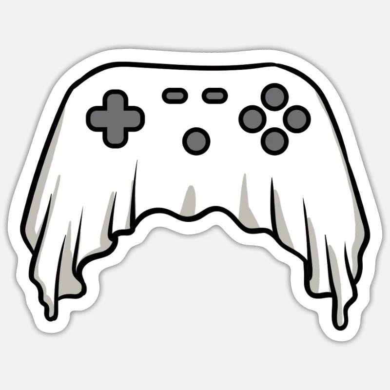 Halloween-Videospiel-Controller Ghost Gamer - Sticker Größe S (10 x 10 cm) - Mattweiß