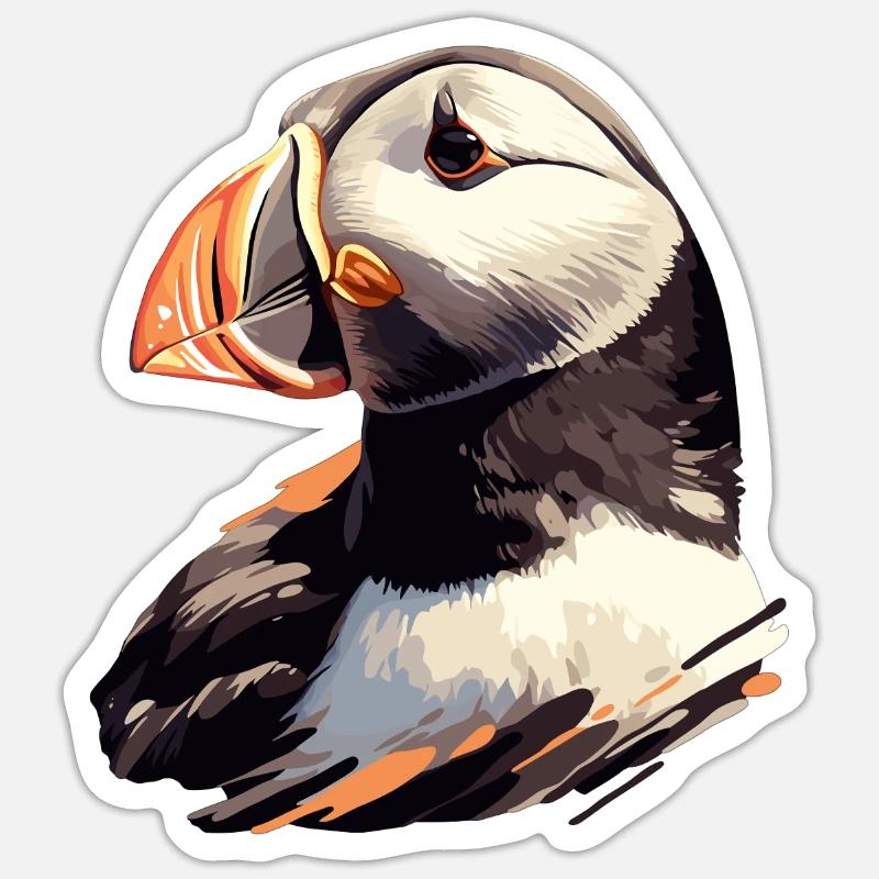 Macareux - Sticker taille S (10 x 10 cm) - blanc mat