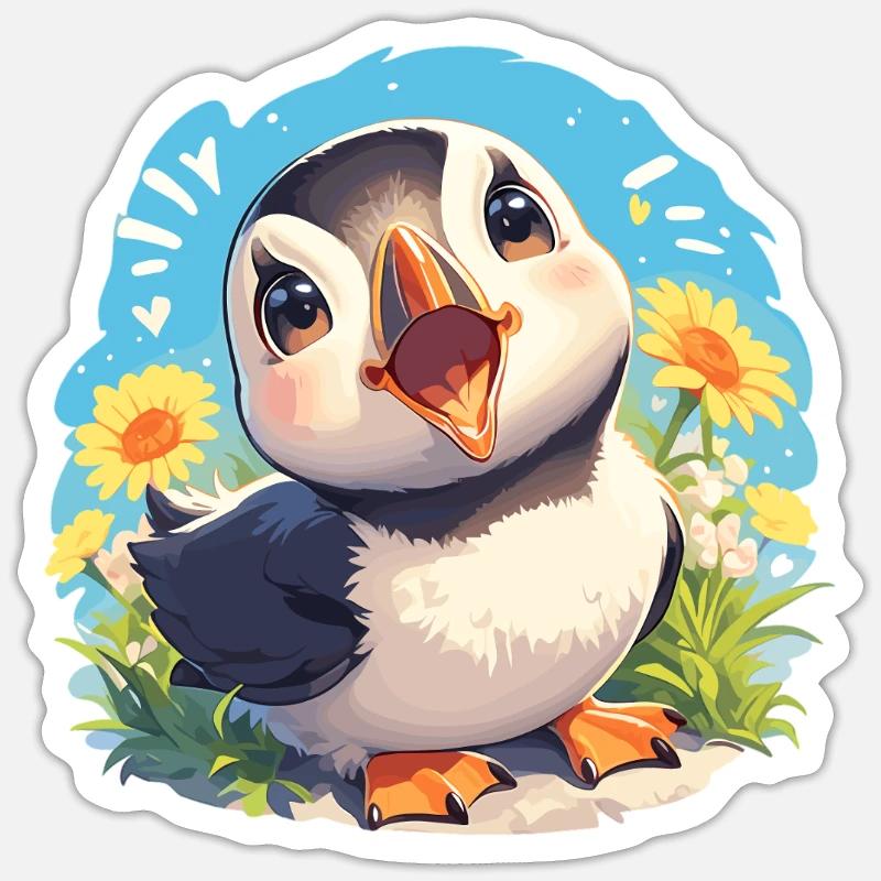 Macareux - Sticker taille S (10 x 10 cm) - blanc mat