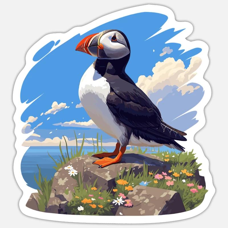 Macareux - Sticker taille S (10 x 10 cm) - blanc mat