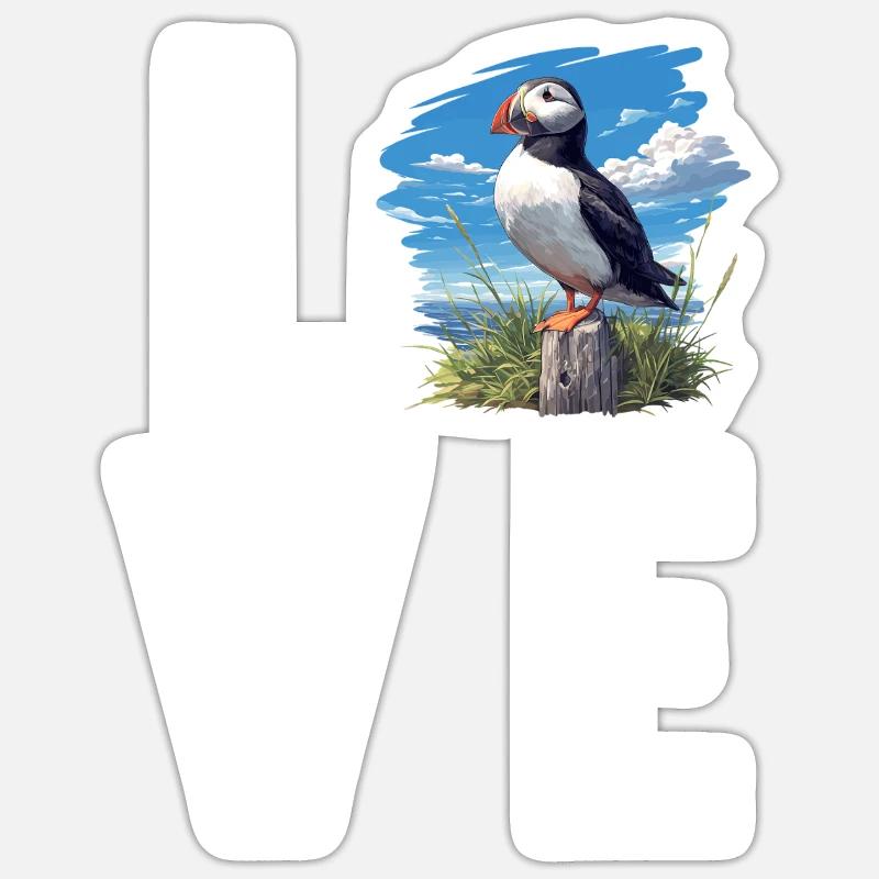Macareux - Sticker taille S (10 x 10 cm) - blanc mat