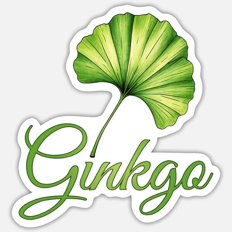 Feuille de Ginkgo Élégance Botanique - Sticker taille S (10 x 10 cm) - blanc mat