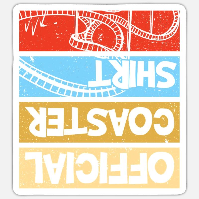 Freizeitpark Rollercoaster Achterbahn Freak - Sticker Größe S (10 x 10 cm) - Mattweiß