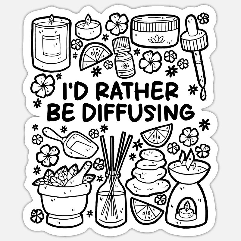 Je préfère diffuser – Aromathérapie - Sticker taille S (10 x 10 cm) - blanc mat