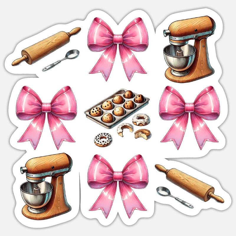 Coquette Bow Baking Tools Baker Mom Moms Sticker size S (10 x 10 cm)