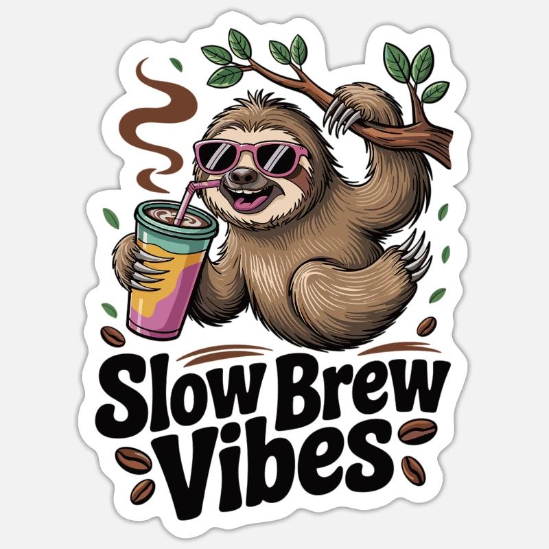 Slow Brew – Sloth Style Sticker size S (10 x 10 cm)