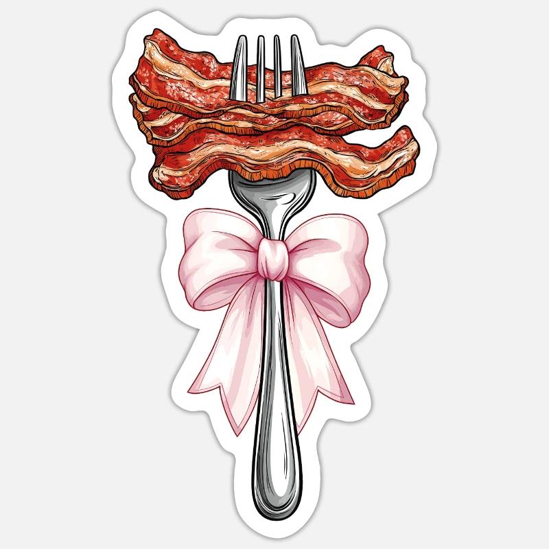 Coquette Bow Bacon Strips Schweinefleisch Mom Sticker Größe S (10 x 10 cm)