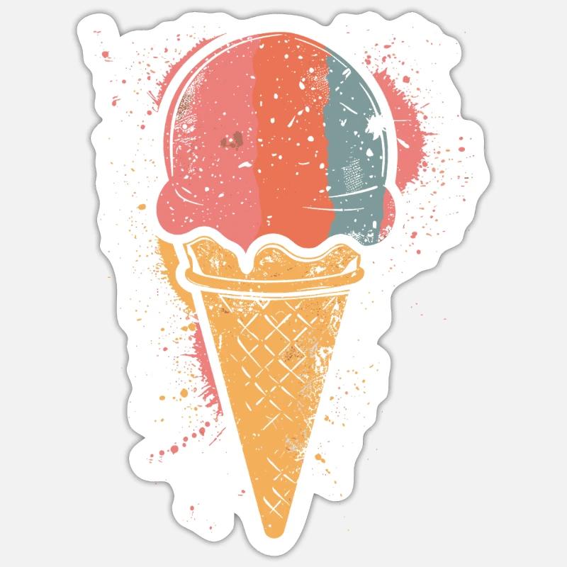 Retro Eiscreme - Sticker Größe S (10 x 10 cm) - Mattweiß