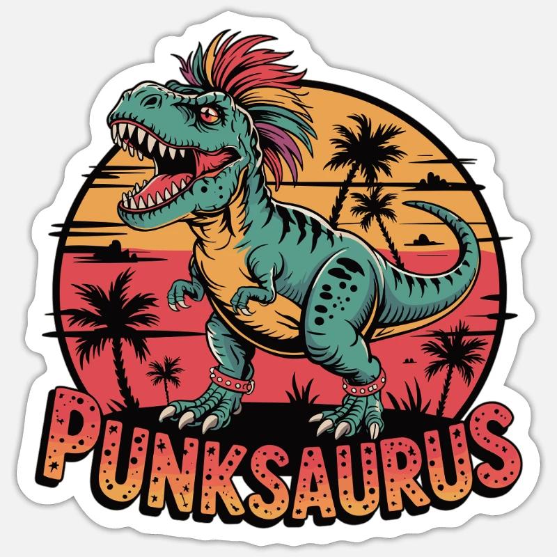 Punksaurus - Sticker Größe S (10 x 10 cm) - Mattweiß
