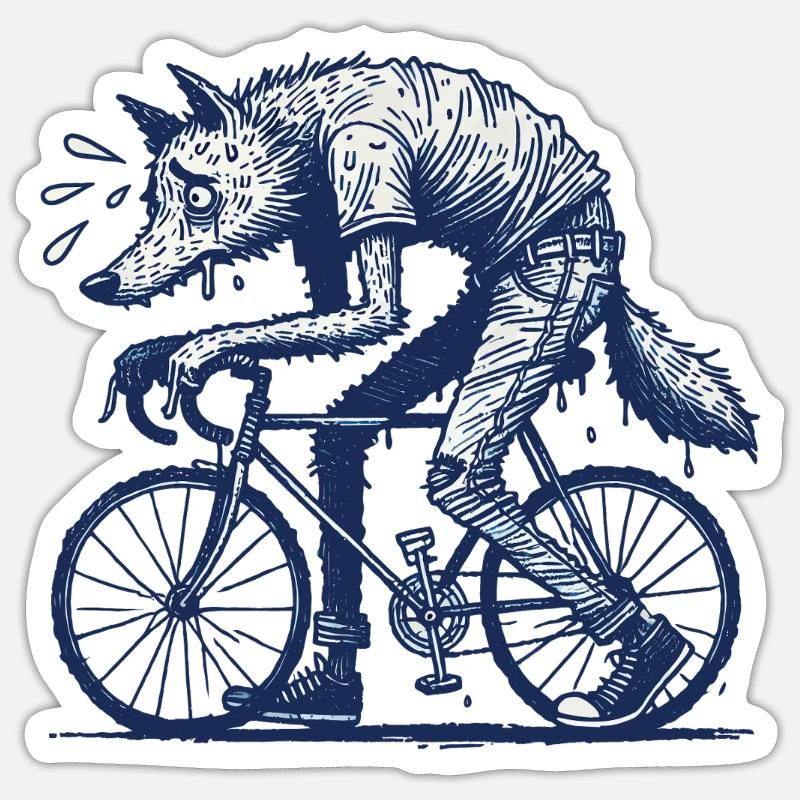 Bicycle Wolf Creative Cycling Design Sticker size S (10 x 10 cm)