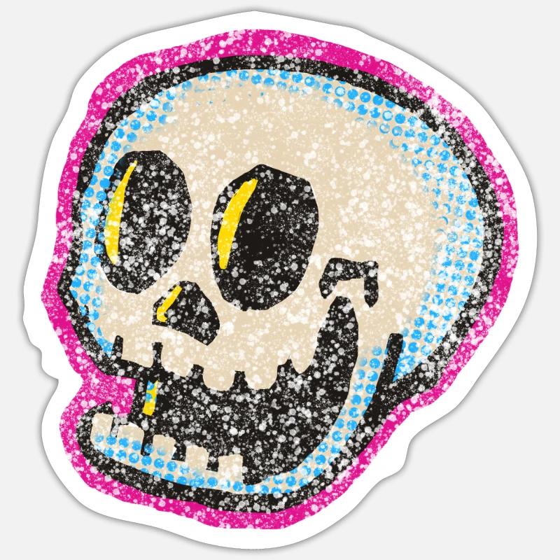 Schädel Halloween Skater Skull Geschenk Idee - Sticker Größe S (10 x 10 cm) - Mattweiß
