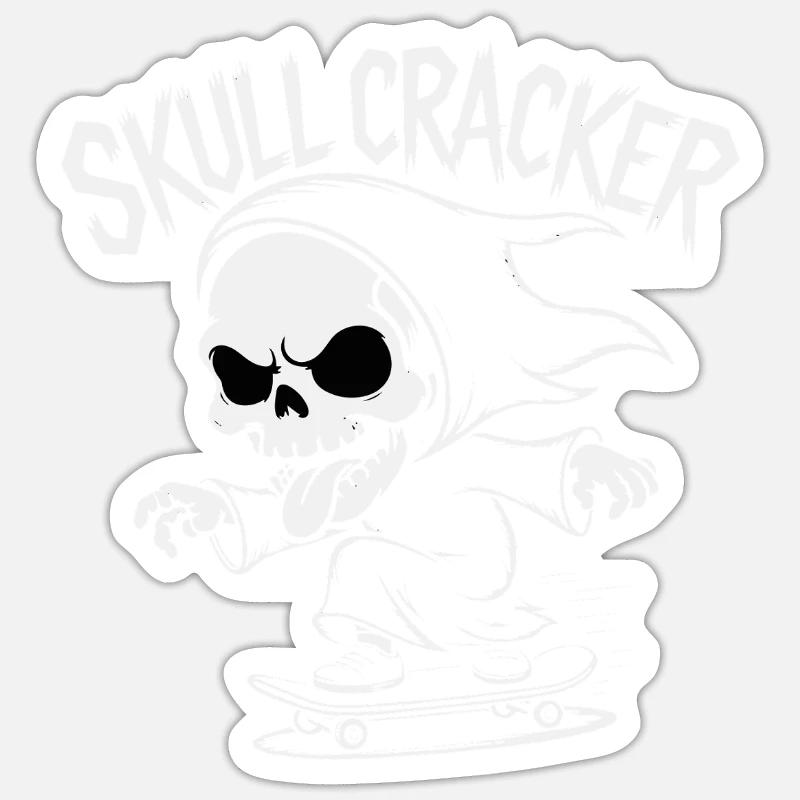 SCHÄDEL-CRACKER - Sticker Größe S (10 x 10 cm) - Mattweiß