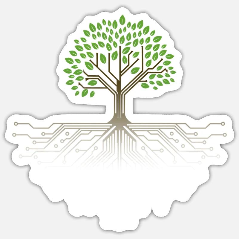 Tech Tree: Nature & Technology Fusion - Sticker size S (10 x 10 cm) - white matte