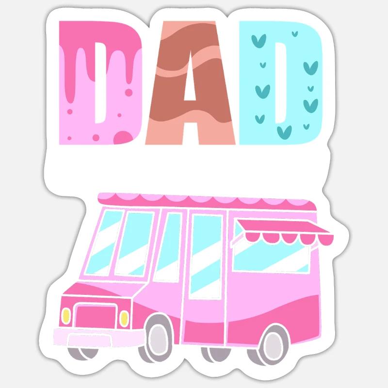 Eiscreme Eiswagen Eis Eisdiele - Sticker Größe S (10 x 10 cm) - Mattweiß