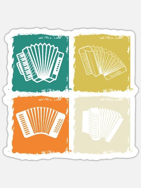 Akkordeonspieler Akkordeon - Sticker Größe S (10 x 10 cm) - Mattweiß
