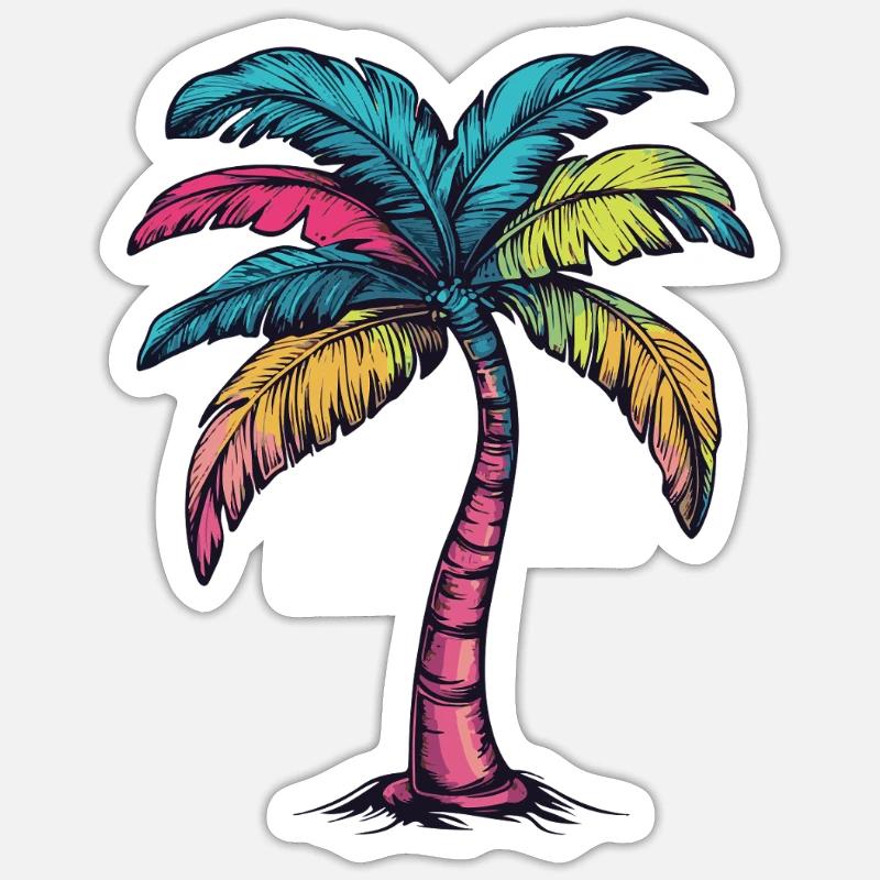 Palmier Multicolore Sticker taille S (10 x 10 cm)