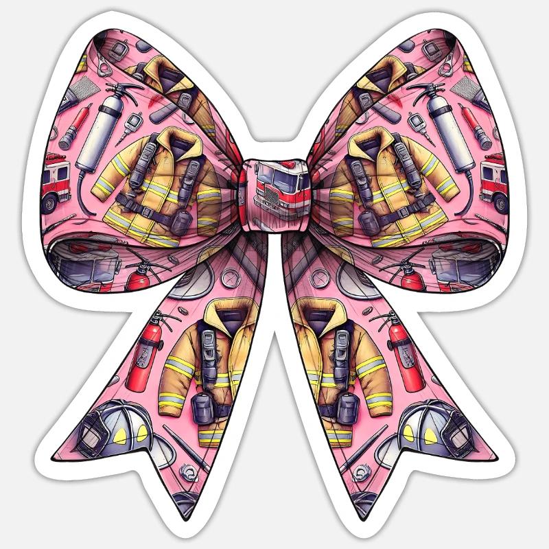 Coquette Bow Brandbekämpfung Feuerwehrausrüstung Sticker Größe S (10 x 10 cm)