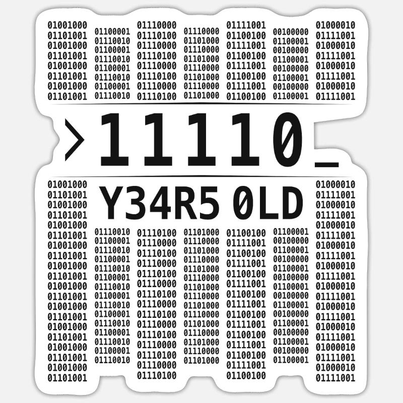 11110 YEARS OLD COMPUTER BINARY CODE 30TH BIRTHDAY Sticker size S (10 x 10 cm)