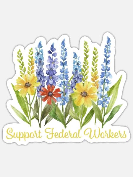 Unterstütze Bundesarbeiter Blumenmotiv - Sticker Größe S (10 x 10 cm) - Mattweiß